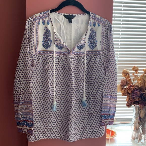 Floral Paisley Cotton Peasant Top - Picture 2 of 8